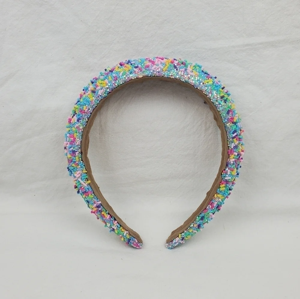 Sponge confetti wide blue multi color headband hair accessories